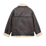 Faux Fur Double-sided Zipper Jacket-Outfit