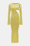 Ribbed Hollow Out Bralette Long Sleeve Maxi Dress-Outfit