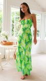 Fongt Wind 24 Years Fresh And Sweet Summer Floral Print Open Back Middle Long Dress 88242-Outfit