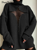 Sexy Mesh Vacation Loose Knitted Pullover