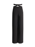 Fongt Casual Straight Pants 2024 Summer New Three-Dimensional Flower Lace Design Sense High Waist Pleated Suit Pants-Outfit