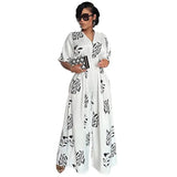 Temperament Women's Fashion Jumpsuit Printed Loose Shoulder Drape Wide Leg Trousers Printed Jumpsuit-Outfit