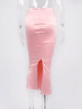 Satin Long Midi Skirt-Outfit