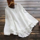 Spring Ruffles Blouse Women Casual Solid Long Sleeve Vintage Coton Work Tunic Tops Shirts Female Blusas