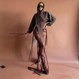 High Waist Mesh See-Through Bandage Solid Pants Autumn Winter Women Fashion Sexy Outfits