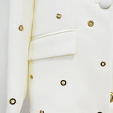 Fongt Star Fashion New Heavy Industry Metal Hole A Buckle Blazer Trouser Suit Two