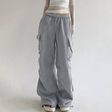 Solid Color Pocket Pleated Sweatpants-Outfit