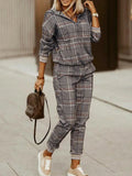 Autumn Lady Casual Long Pants Suit Women Patchwork Zip Top Print Trousers Set Loose High Waist Pants Two Piece Set