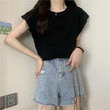 Fongt Sense Small Flying Sleeve T-Shirt Women's Summer 2024 New Loose Shirt Short-Sleeved Student Jacket