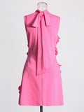 Design Sense A Skirt 2025 New Fashion Straight Sleeveless Three-Dimensional Flowers Spliced With