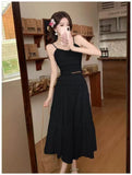 Fongt Gentle Wind Skirt Woman's New High-Waisted Hanging Cake Skirt Temperament Long Skirt Sling Vest Set