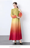 Fongt And Fashionable Gradient Lantern Sleeve Pressure Folding Dress Women Autumn And Winter Loose Apparent Thin-Skinny A-Character Dress