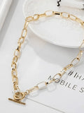 Simple Link Chain Toggle Necklace-Outfit
