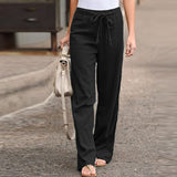 Simple Comfortable Elastic Waist Linen Trousers