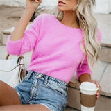 Fongt Women'swear Wish New Solid Color Fashion Long Sleeve Cashmeat Shirt