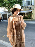 Fongt Xixi 13 Line 2025 Autumn New White Standard Korean Version Of Hollow Knitted Sunscreen Hooded Shirt 25320
