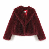 Teddy Burgundy Faux Fur Coat-Outfit