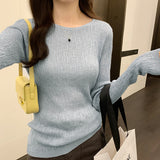 Bamboo Hemp Long-Sleeved Stretch Bottoming Women's Autumn And Winter New Solid Color Thin Sweaters-Outfit