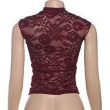 Front Slit Back Lace Short Sleeve Top-Outfit