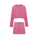 And Winter New Textured Short Knitted Coat 4331168 Miniskirt 4331169-Outfit