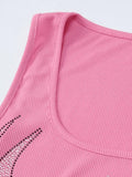 Rhinestone Winged Heart Ribbed Cropped Tank Top-Outfit