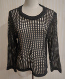 New Korean Version Of Cave Sweater Loose Blouse Round Neck Sweater Hollowed-Out Sunscreen Long-Sleeved Blouse-Outfit