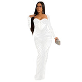 Fashion Women's Hot Diamond Mesh Perspective Long Sleeve Dress-Outfit