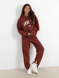 Embroidered 2 Piece Sets for Women Autumn Winter 2023 Sport Loose Sweatshirt Sweatpant Sets Suit Fashion Outfits Female-Outfit