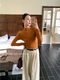 Fongt Xixi 2025 Autumn New White Standard Long-Sleeved High-Neck Knitted Top Sweater Female 89608