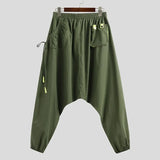 Men Harem Pants Joggers Streetwear Elastic Waist Loose Drop Crotch Trousers Men 2021 Pockets Solid Pants INCERUN S-5XL