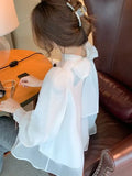 Fongt Lantern Bubble Sleeve Chiffon Shirt 2025 Women's Sweet Bow Shirt Fairy Blouse