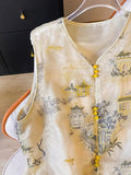 Chinese Style Chinese Style Heavy Industry Embroidered Vest Xia Retro Heavy Imitation Silk Outside Folded Through Horse Clip Shoulder-Outfit