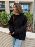 Solid Color Pullovers Women Autumn Winter Y2k Long Sleeve Loose Sweatershirts Harajuku Retro O-Neck Fleece Hoodies