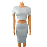 Fongt Round Neck Short Sleeve Show Waist Sexy T-Shirt Wrapped Buttock Skirt