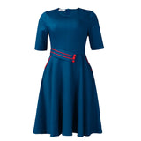 Fongt Women's Dress 2025 New Fashion Short-Sleeved Solid Color High Waist Swing African Dress