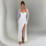 Fongt Small Sexy Lace Splicing Dress Dress Dress Woman Fashion Temperament Straight Fork