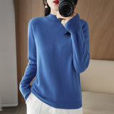 Fongt 2024 Autumn / Winter New Women's Korean Version Slim Half High Collar Short Solid Color Bottom Sweater-Outfit