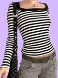 Vintage Striped Long Sleeve Tee-Outfit