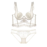 Fongt Lace Small Flying Sleeve Corset Soft Steel Ring Fish Bone Bouquet Of Beautiful Vest Bunny Cup Bra Set
