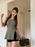 Sweet Babes Short-Term Vest Women Summer New Sexy Open Fork High-Waist Slings Wearing Sleeveless