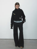 [Daihe] Winter New Casual High Collar Full Wool Fun Embroidery Short Woolen Jacket H7932-Outfit
