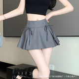 Fongt Tie With Low-Waisted Babes Half-Dress Girl Retro College Wind-Proof Light Suit Short Skirt A-Word Mini-Skirt