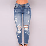 Elastic Slim Ripped Jeans-Outfit