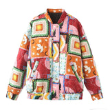 Fongt Women's Clothing 2025 Autumn New French Retro Print Quilt Cotton Jacket