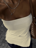 White Split Asymmetric Bandeau Top-Outfit