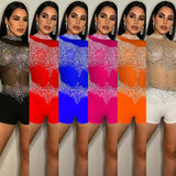 New Fashion Sexy Tight Nightclub Single Sleeve Mesh Perspective Jumpsuit Woman-Outfit