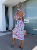 Fongt Elegant Design French Flower Sling With Open Fork Mid-Long Ladies Dress In Summer 2025