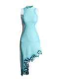 2025 New High-End Waveside Irregular Mid-Scrapid Design Squint Splicing Gradient Sleeveless