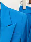 STREET Newest 2023 S/S Designer Runway Suit Set Women Single Button Slim Fit Blazer Flare Pants Suit