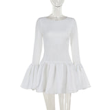 Fongt Autumn 2024 New Famous Style Style Musculiity Long-Sleeved Leafside Mini Dress